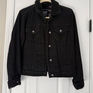 Abercrombie Black Sherpa-Lined Denim Jacket